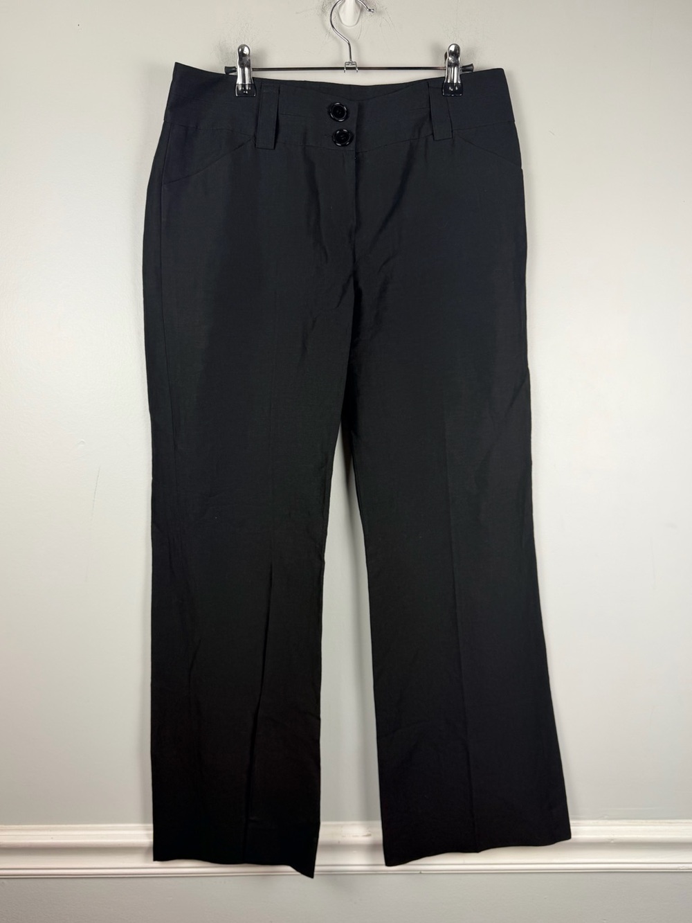 Per Se black linen blend thick waist band trousers size 6